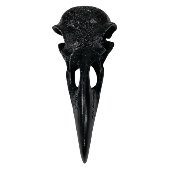 Black Resin Raven Skull Goth Halloween - Picture 2 of 7